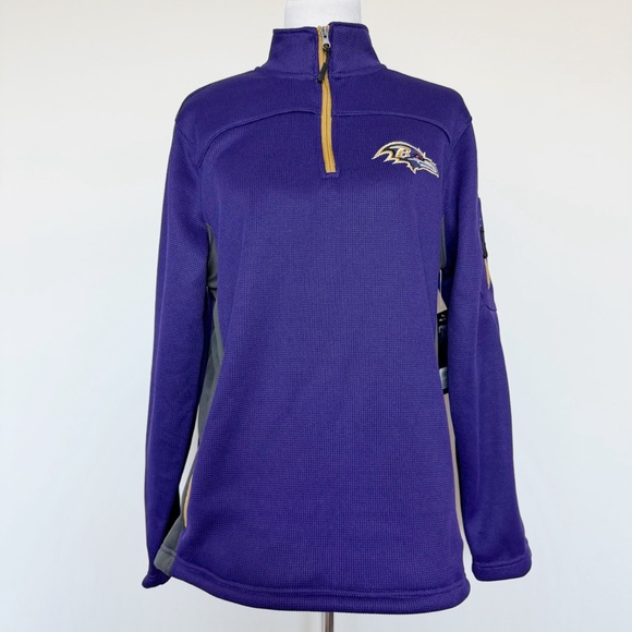 Baltimore Ravens Quarter Zip Sweater Mens Size Medium NFL Fan Gear Gift Purple